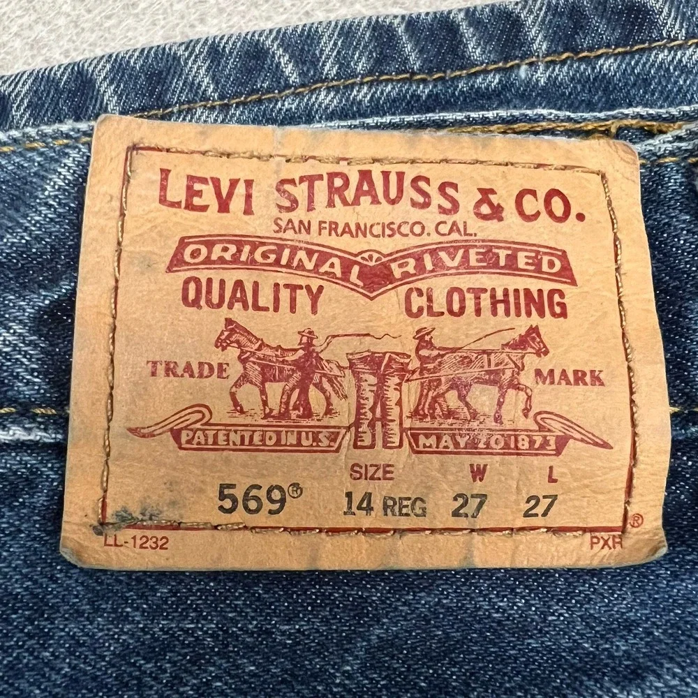 Levis 569 Loose Straight Jeans‎ 14 Reg 27x27 Blue Denim Casual Relaxed Fit